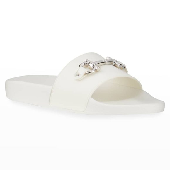 Salvatore Ferragamo Groove Gancini Pool Slide Sandals 36